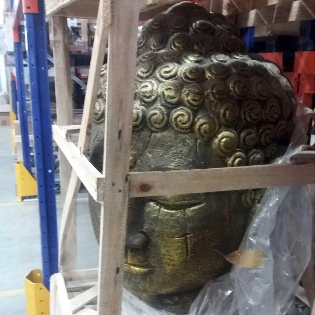 Fuente de jardà­n rostro de buda 1,30 m dorado