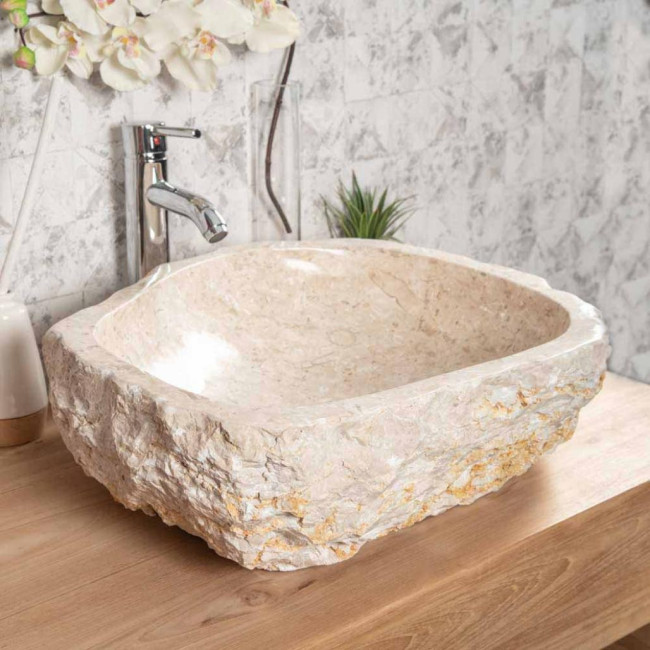 Lavabo sobre encimera de baño Roca de mármol crema 45-55cm