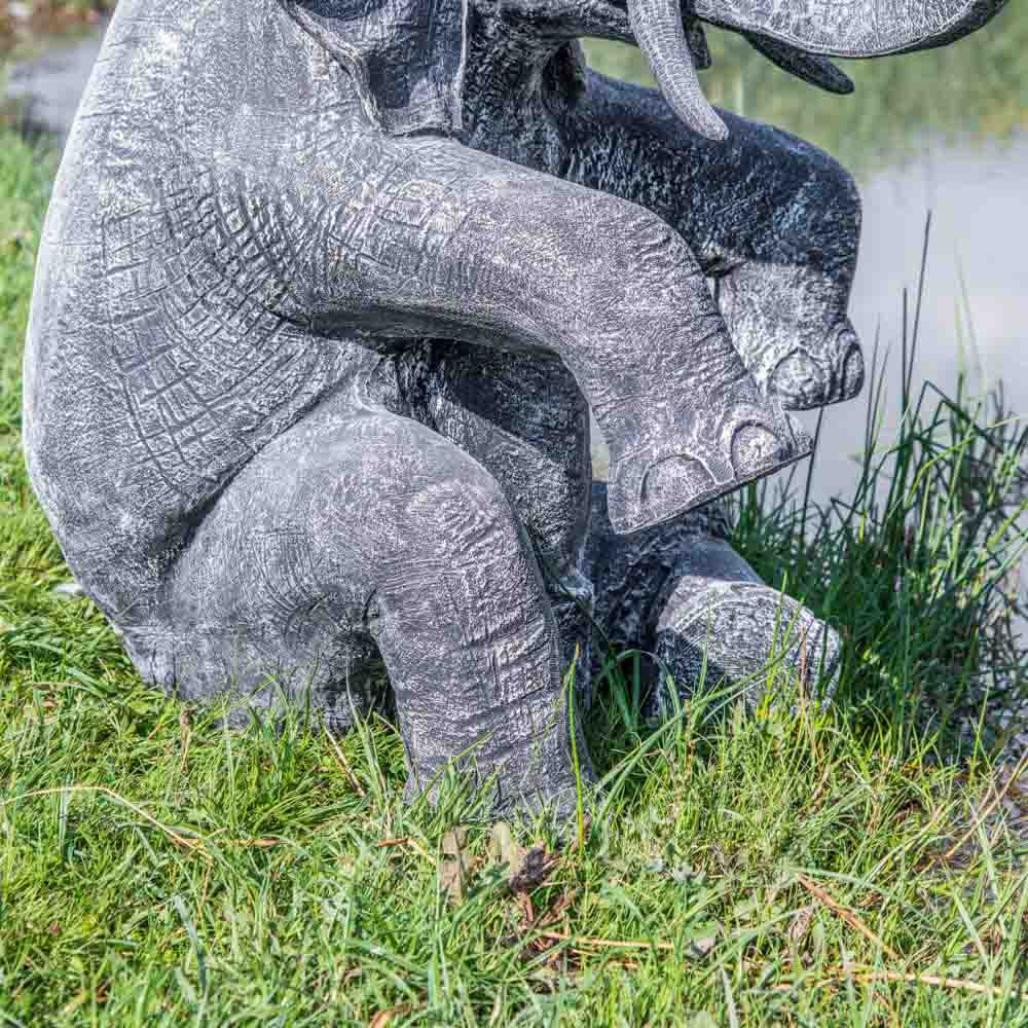Estatua elefante con pàtina negra gris sentado 95 cm Estatua elefante con pàtina negra gris sentado 95 cm