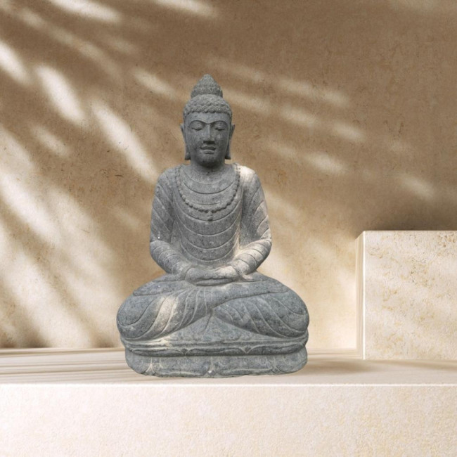 Escultura de jardà­n de piedra volcànica de buda collar 1 m