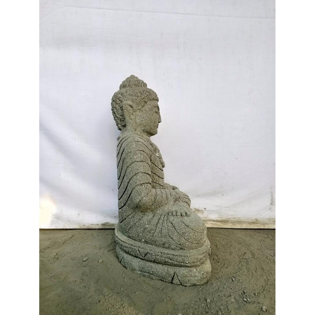 Estatua de buda sentado de piedra jardà­n zen collar 50 cm
