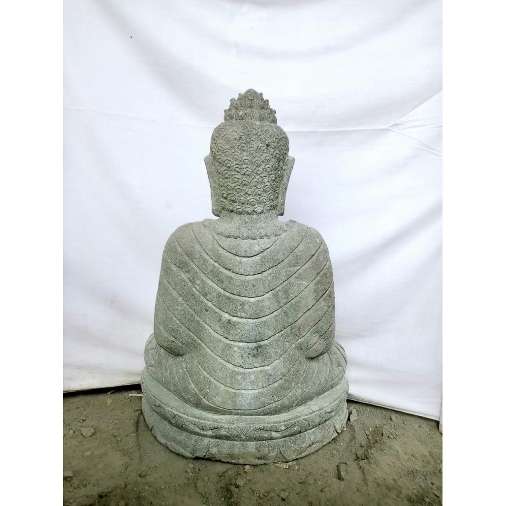 Estatua de buda sentado de piedra jardà­n zen collar 50 cm
