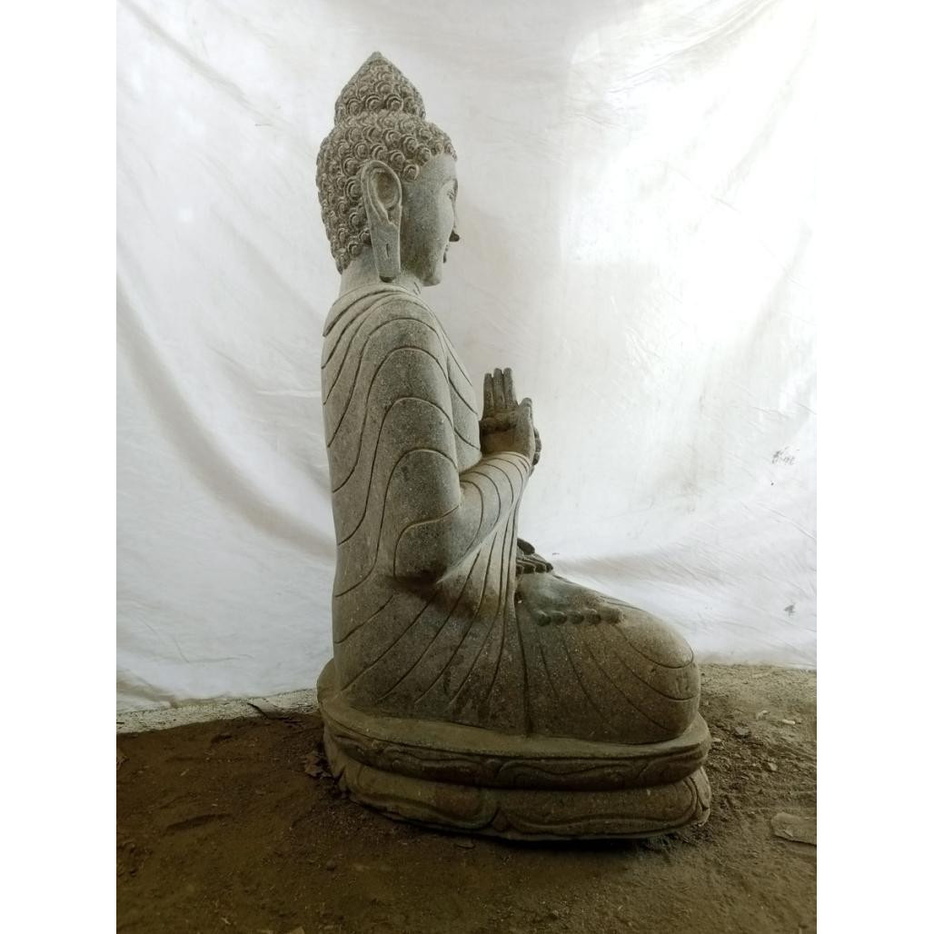 Buda de piedra en posición chakra y mala para jardàn 1 m Buda de piedra en posición chakra y mala para jardàn 1 m