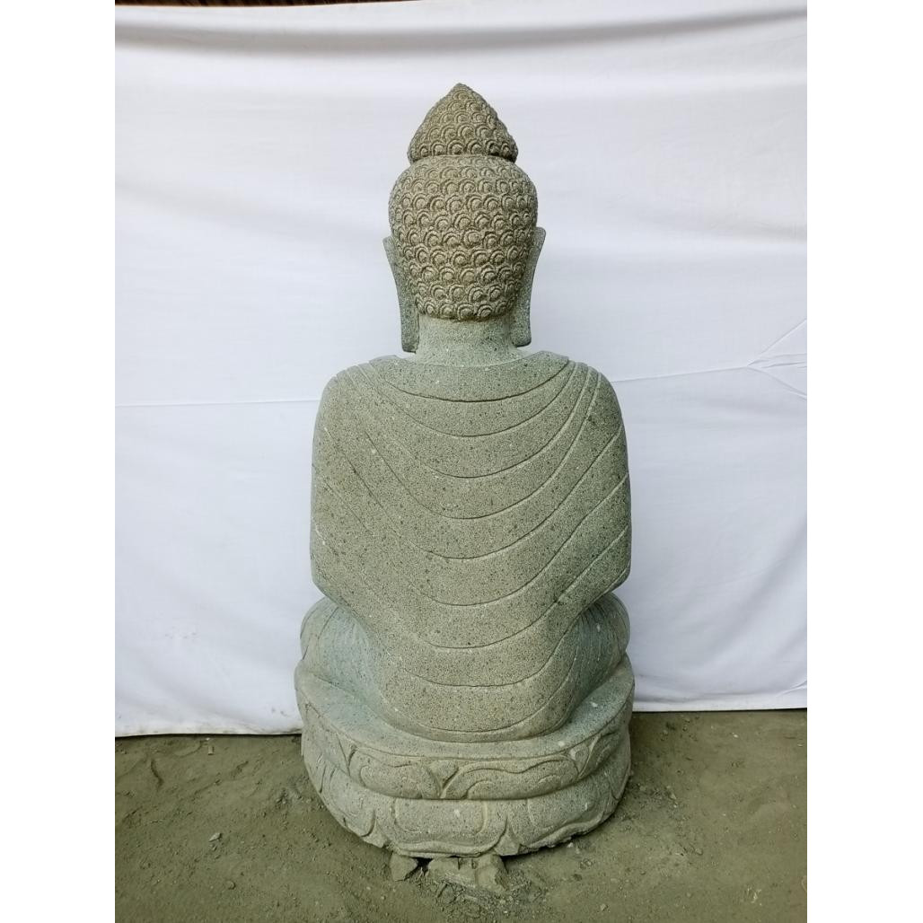 Buda de piedra en posición chakra y mala para jardàn 1 m Buda de piedra en posición chakra y mala para jardàn 1 m