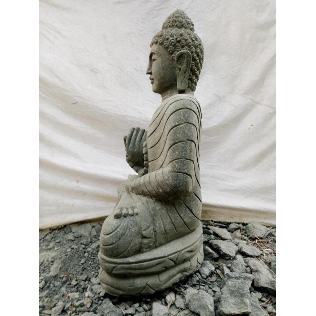Escultura de buda de piedra volcànica chakra y mala 80 cm Escultura de buda de piedra volcànica chakra y mala 80 cm
