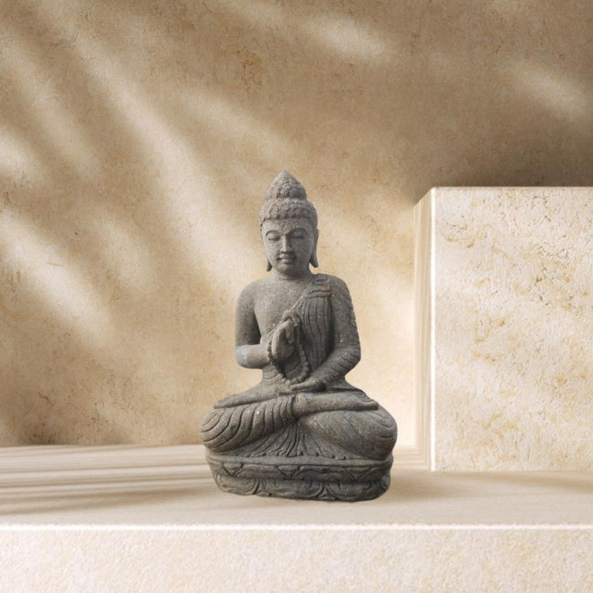 Estatua de jardàn buda con mala sentado de piedra serenidad 50 cm