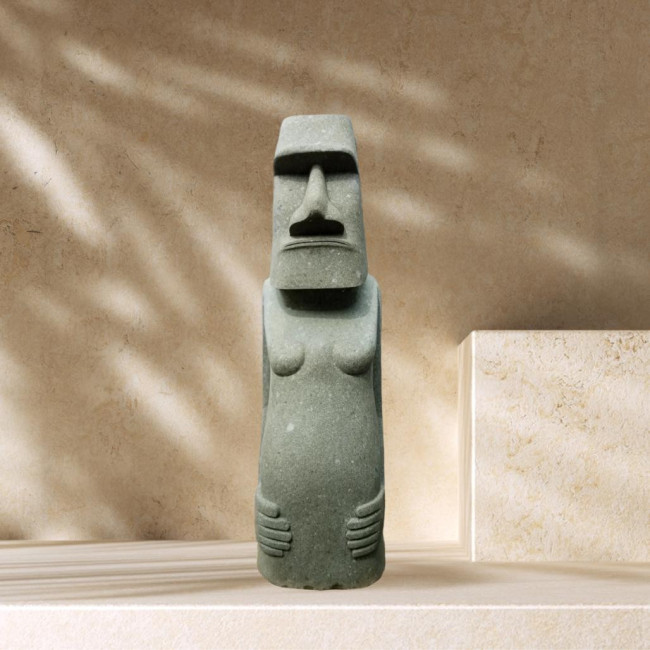 Moai polinesio de pie en piedra volcànica jardàn zen 80 cm