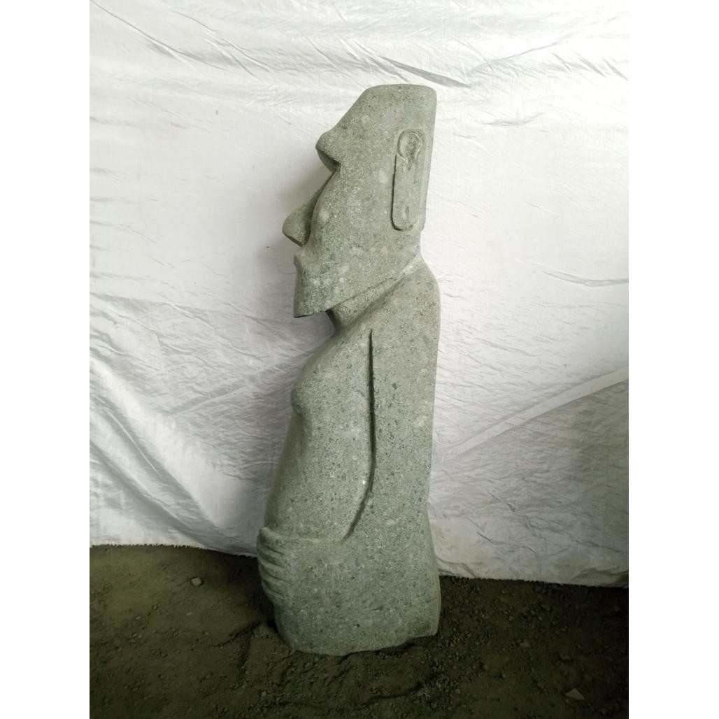 Moai polinesio de pie en piedra volcànica jardàn zen 80 cm Moai polinesio de pie en piedra volcànica jardàn zen 80 cm