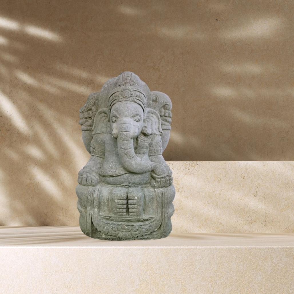 Estatua de ganesh de piedra para jardà­n 50 cm