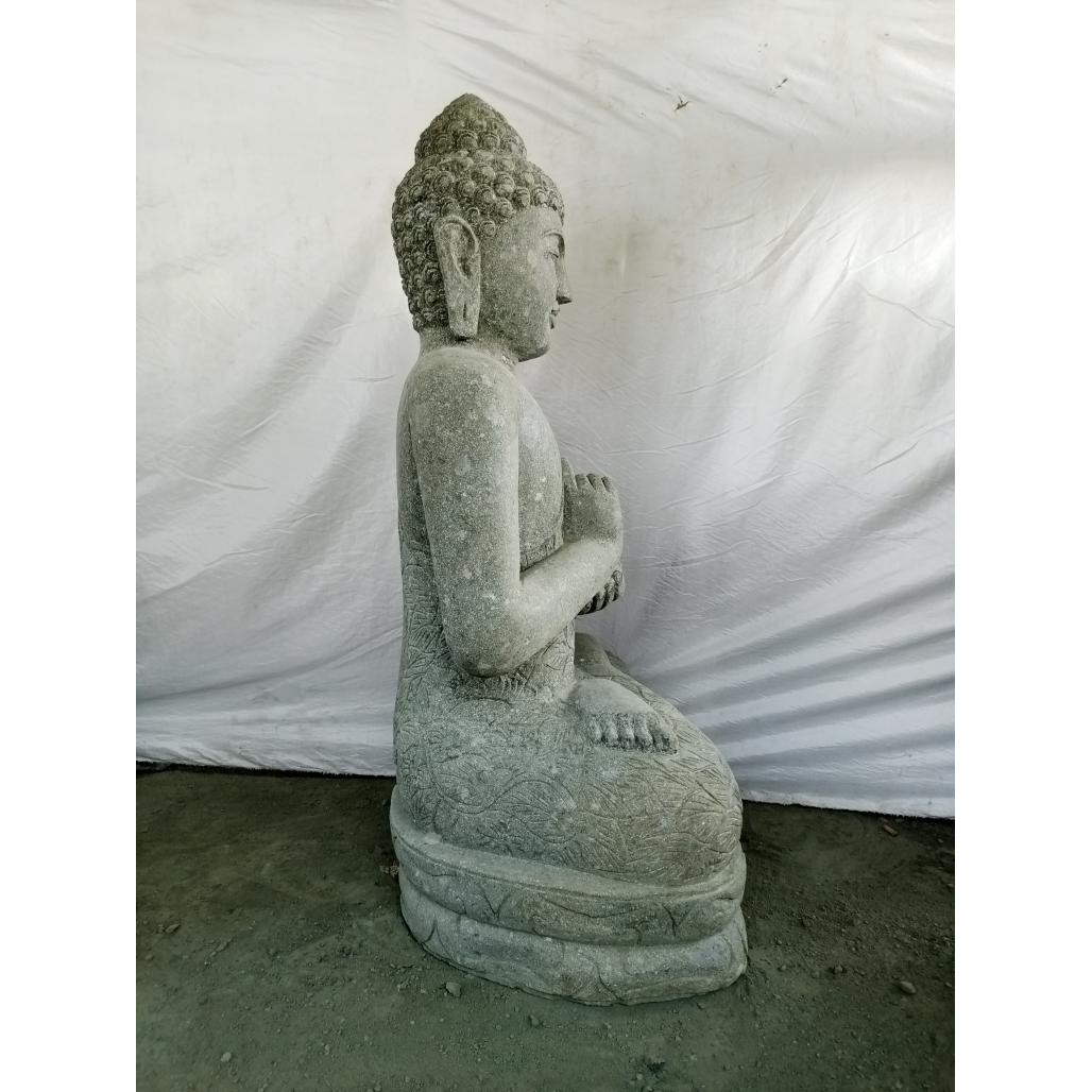 Estatua de buda sentado de piedra volcànica posición chakra 80 cm Estatua de buda sentado de piedra volcànica posición chakra 80 cm