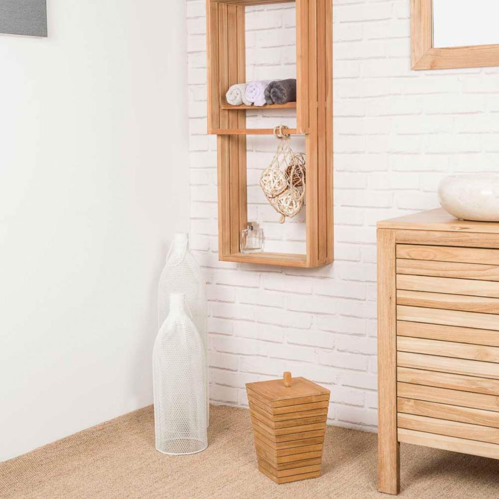 Columna toallero suspendida de teca Carla