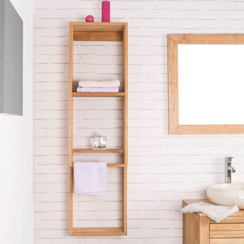 Columna toallero suspendida de teca Carla