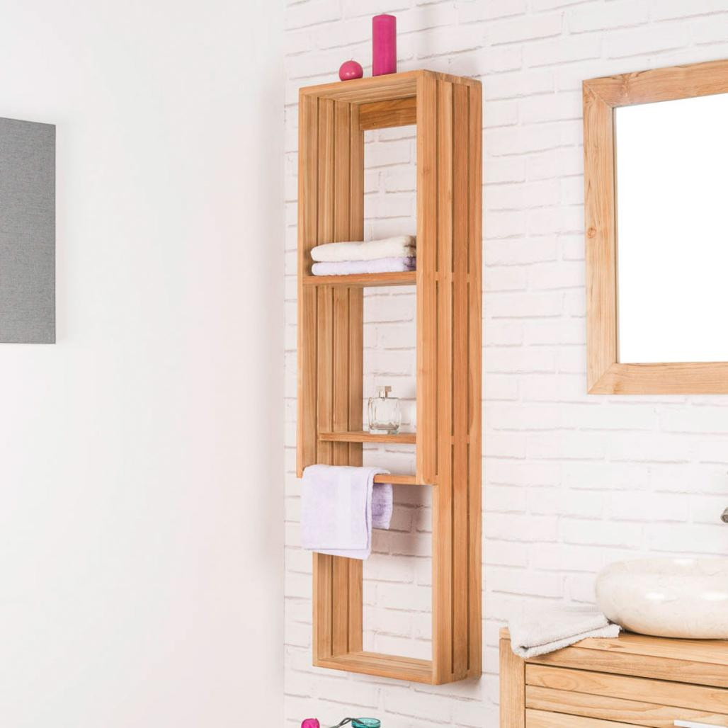 Columna toallero suspendida de teca Carla