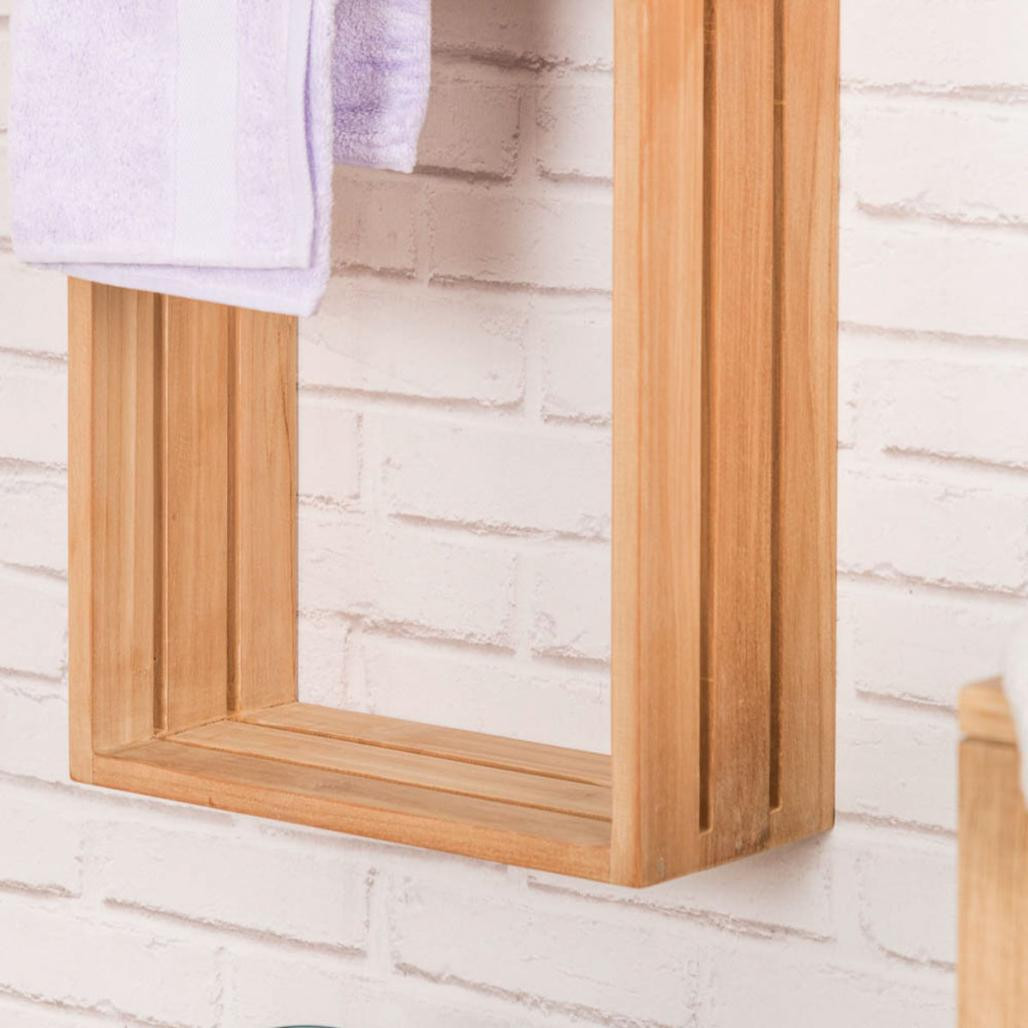 Columna toallero suspendida de teca Carla
