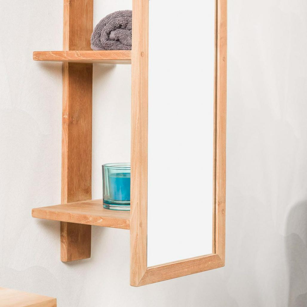 Columna suspendida de teca con espejo 120 Zoé Columna suspendida de teca con espejo 120 Zoé