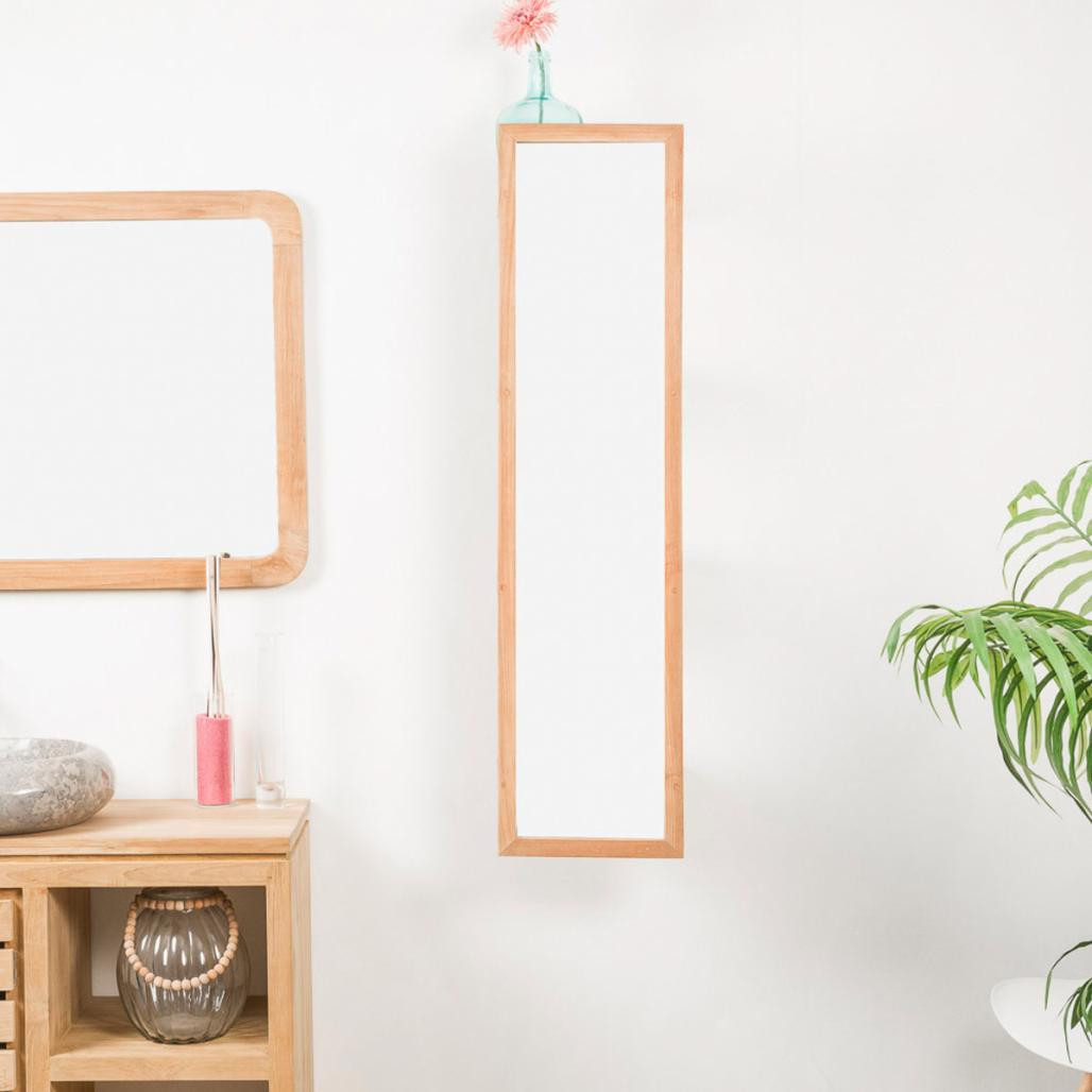 Columna suspendida de teca con espejo 120 Zoé Columna suspendida de teca con espejo 120 Zoé