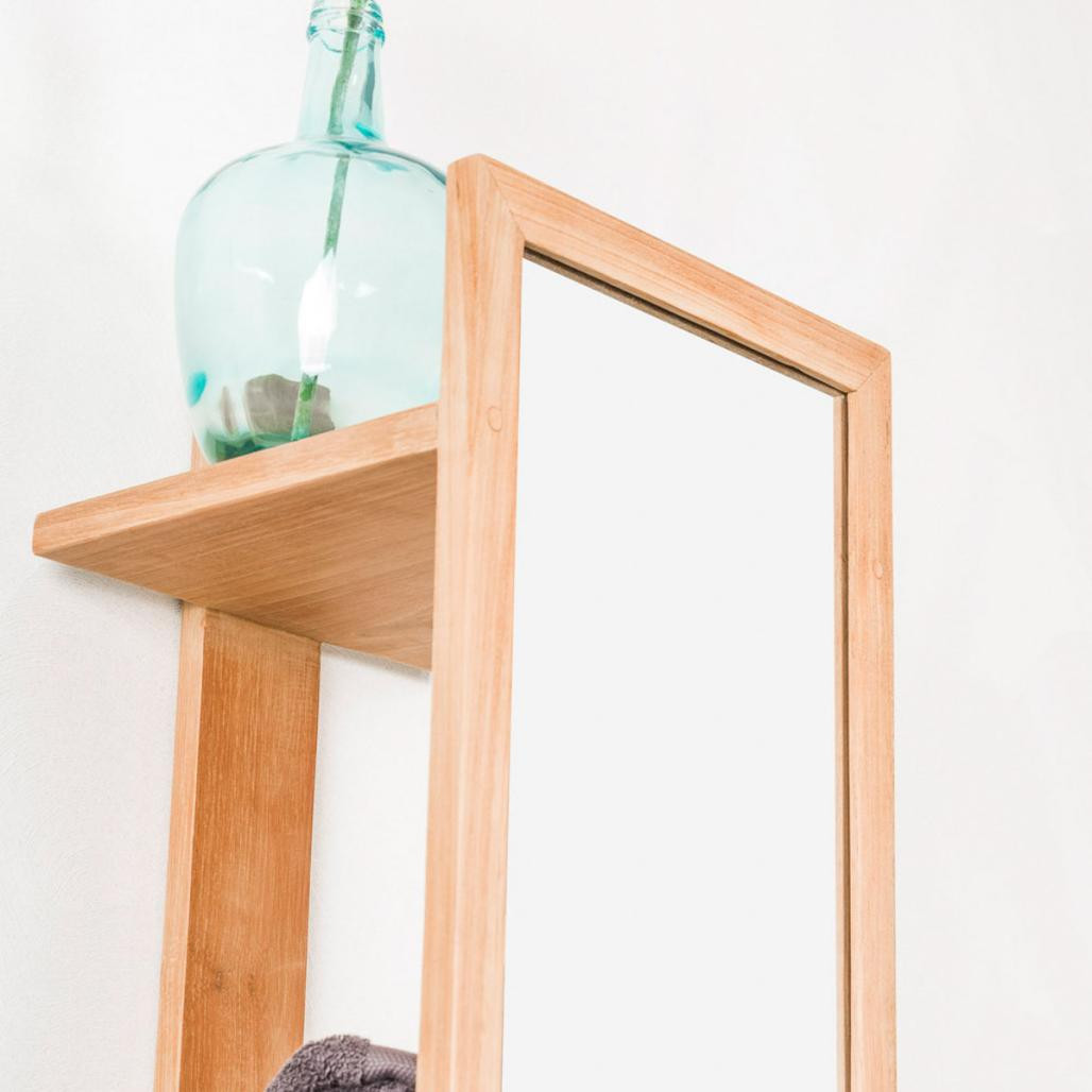 Columna suspendida de teca con espejo 120 Zoé Columna suspendida de teca con espejo 120 Zoé