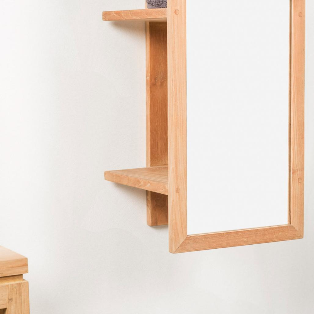 Columna suspendida de teca con espejo 120 Zoé Columna suspendida de teca con espejo 120 Zoé