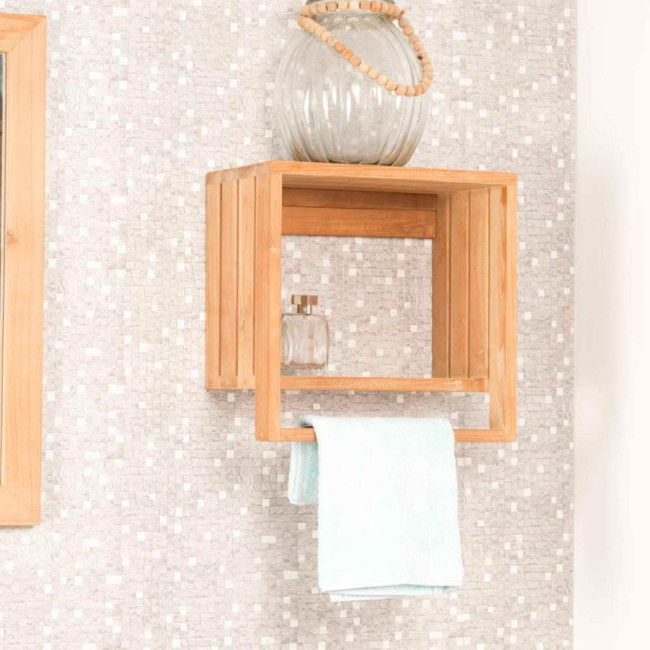 Toallero balda de pared de teca Chloé