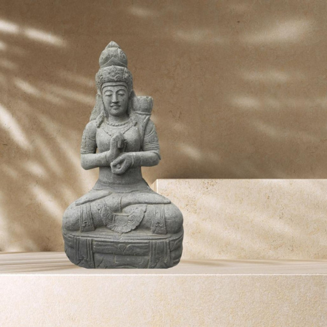 Estatua de jardàn diosa dewi sri de piedra volcànica 100 cm