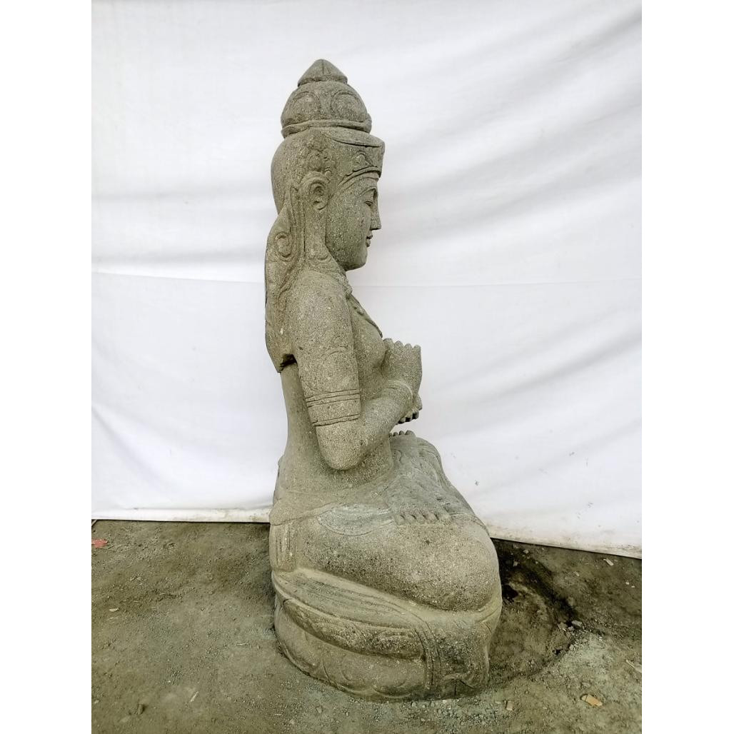Estatua de jardàn diosa dewi sri de piedra volcànica 100 cm Estatua de jardàn diosa dewi sri de piedra volcànica 100 cm
