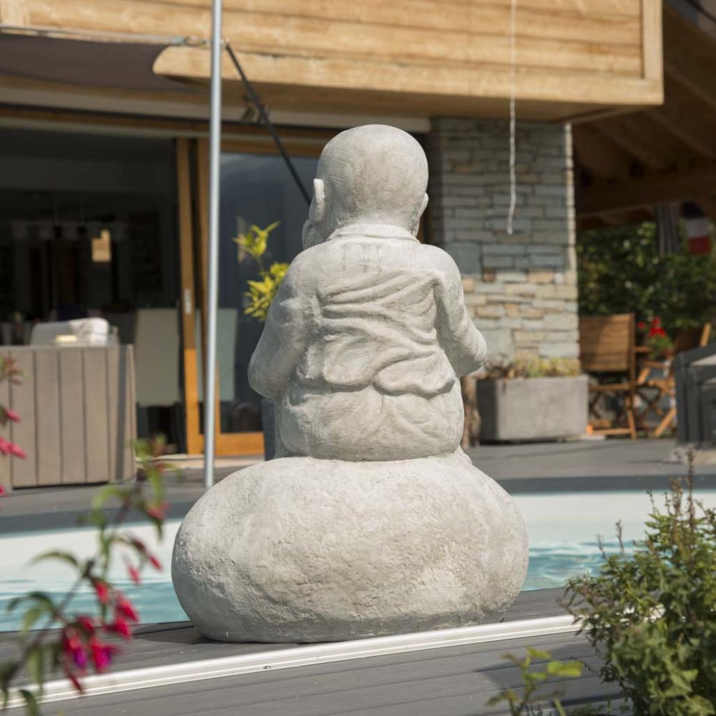 Estatua monje shaolà­n pensativo gris claro 80 cm