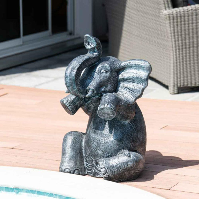 Estatua elefante con pàtina gris sentado 80 cm