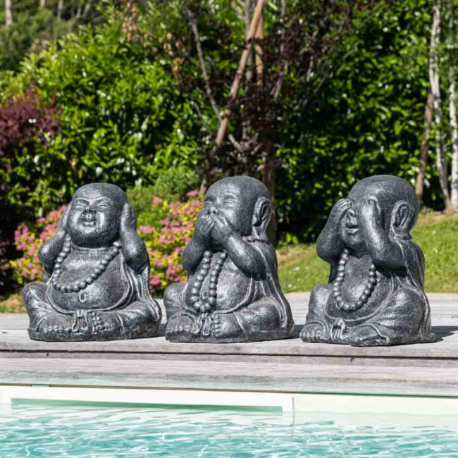 Estatuas de buda sabidurà­a pàtina gris 40 cm