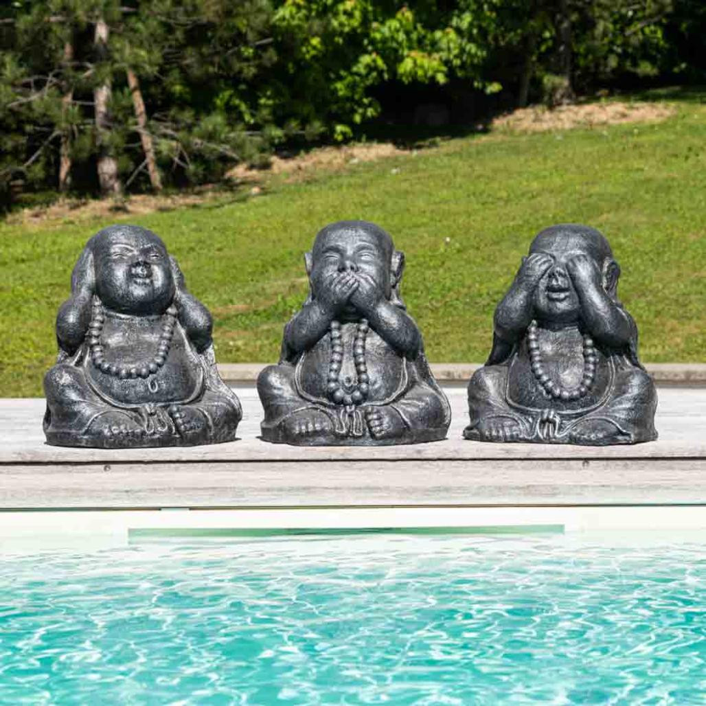 Estatuas de buda sabiduràa pàtina gris 40 cm Estatuas de buda sabiduràa pàtina gris 40 cm