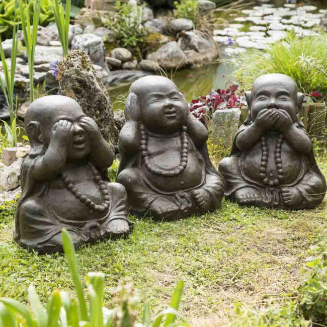 Estatuas de buda sabidurà­a pàtina marrón envejecido 40 cm