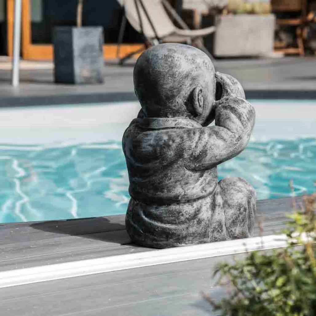 Estatuas monje de la sabiduràa pàtina gris 40 cm Estatuas monje de la sabiduràa pàtina gris 40 cm