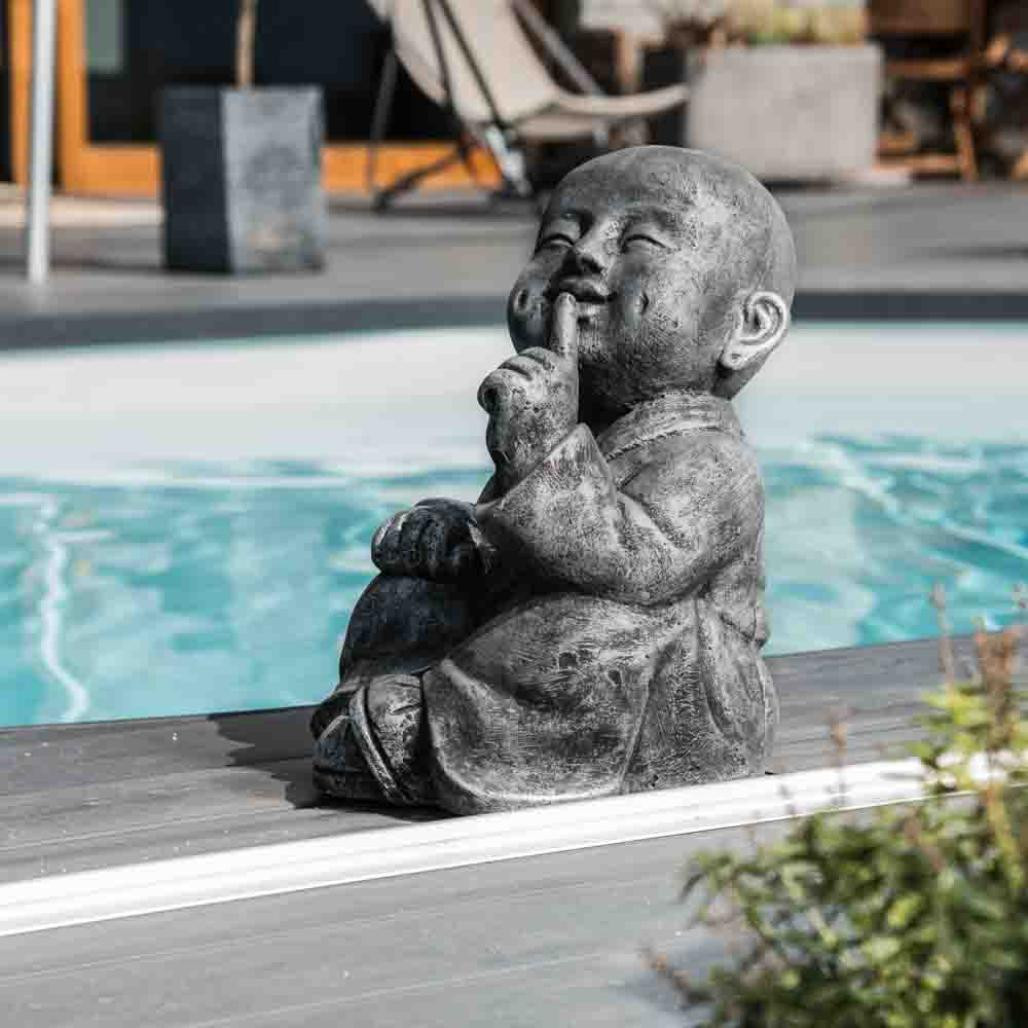 Estatuas monje de la sabiduràa pàtina gris 40 cm Estatuas monje de la sabiduràa pàtina gris 40 cm