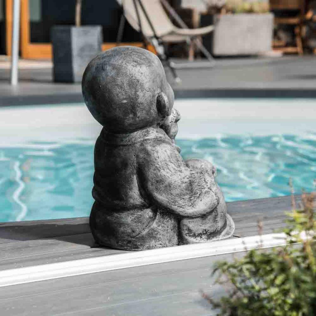 Estatuas monje de la sabiduràa pàtina gris 40 cm Estatuas monje de la sabiduràa pàtina gris 40 cm
