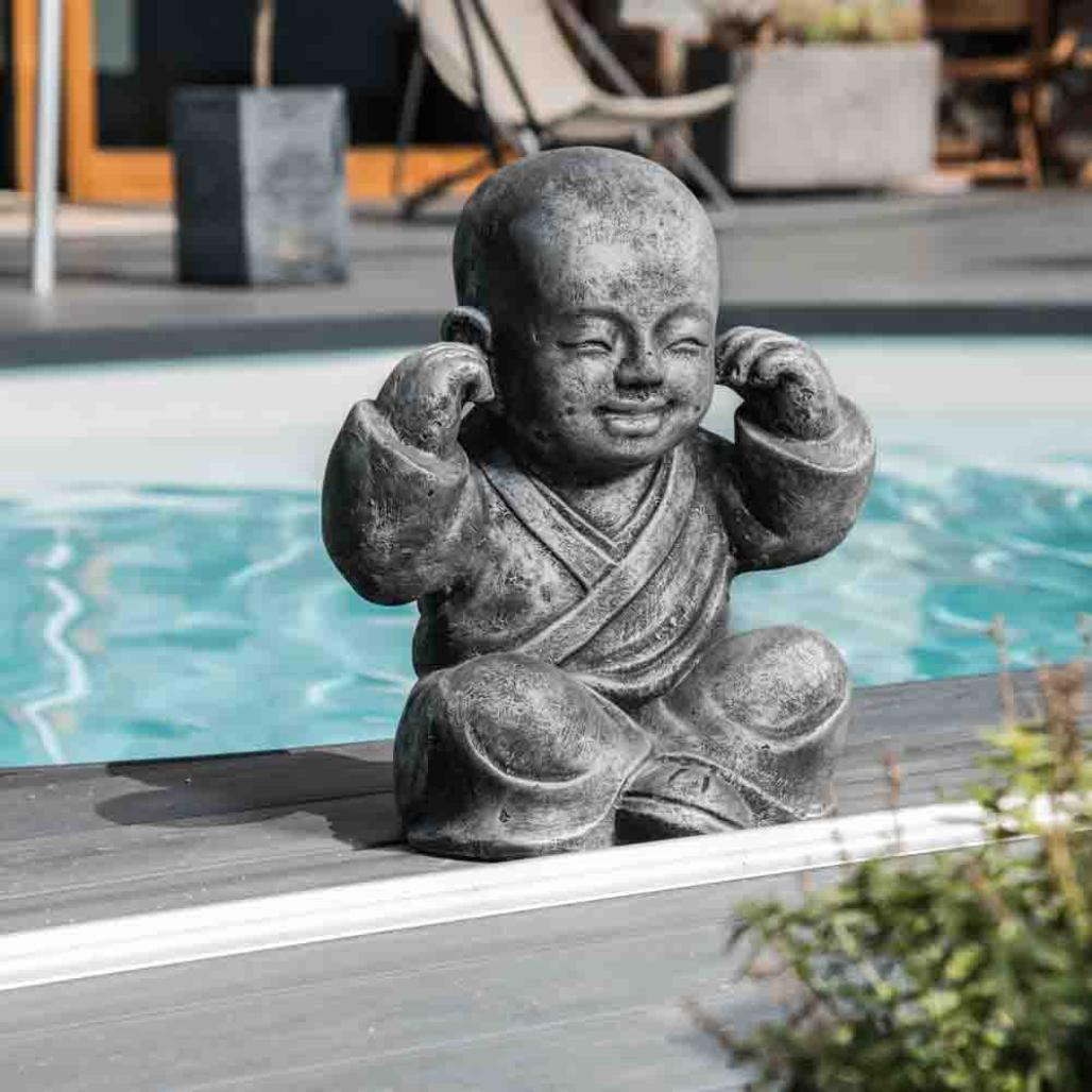 Estatuas monje de la sabiduràa pàtina gris 40 cm Estatuas monje de la sabiduràa pàtina gris 40 cm