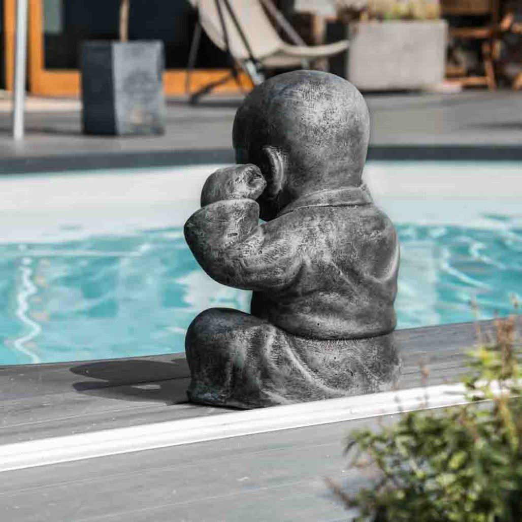 Estatuas monje de la sabiduràa pàtina gris 40 cm Estatuas monje de la sabiduràa pàtina gris 40 cm