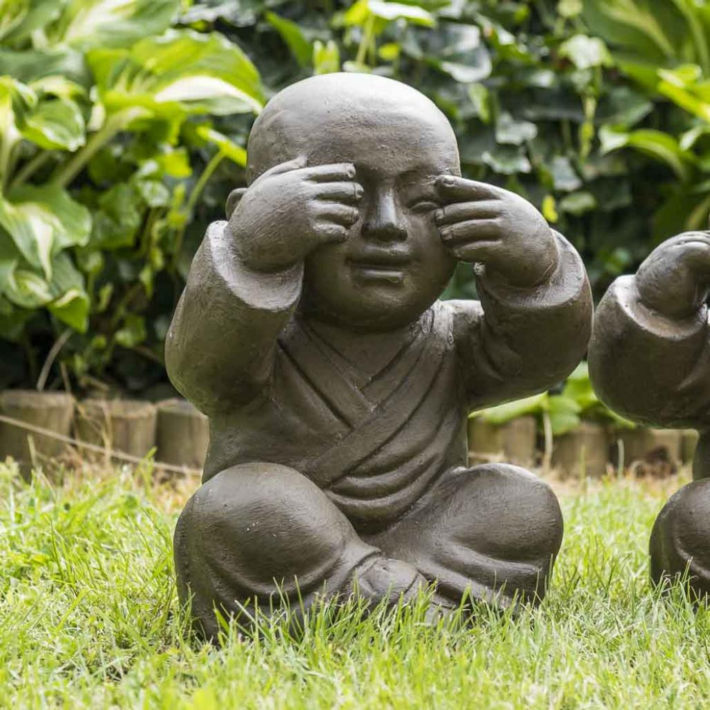 Estatuas monje de la sabidurà­a con pàtina marrón envejecido 40 cm