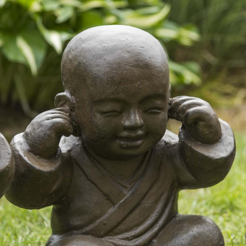 Estatuas monje de la sabidurà­a con pàtina marrón envejecido 40 cm