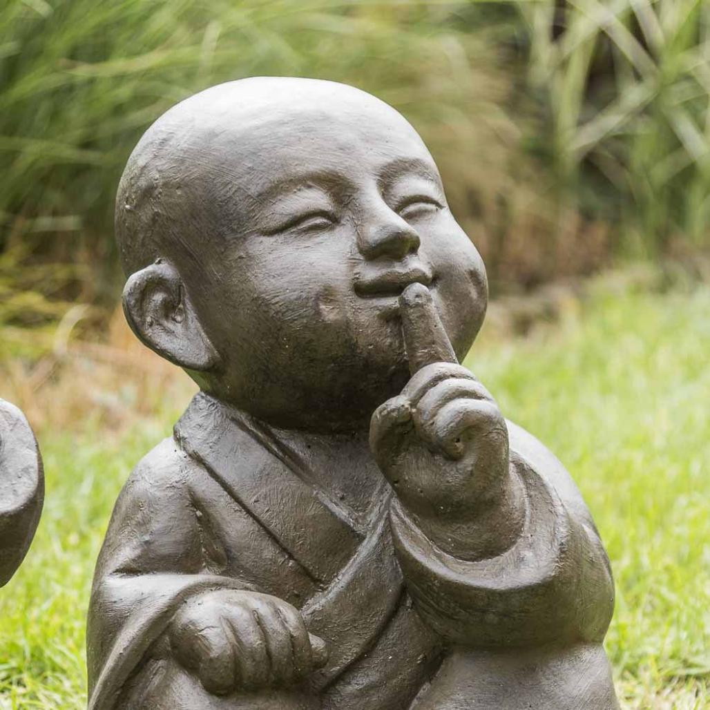 Estatuas monje de la sabidurà­a con pàtina marrón envejecido 40 cm