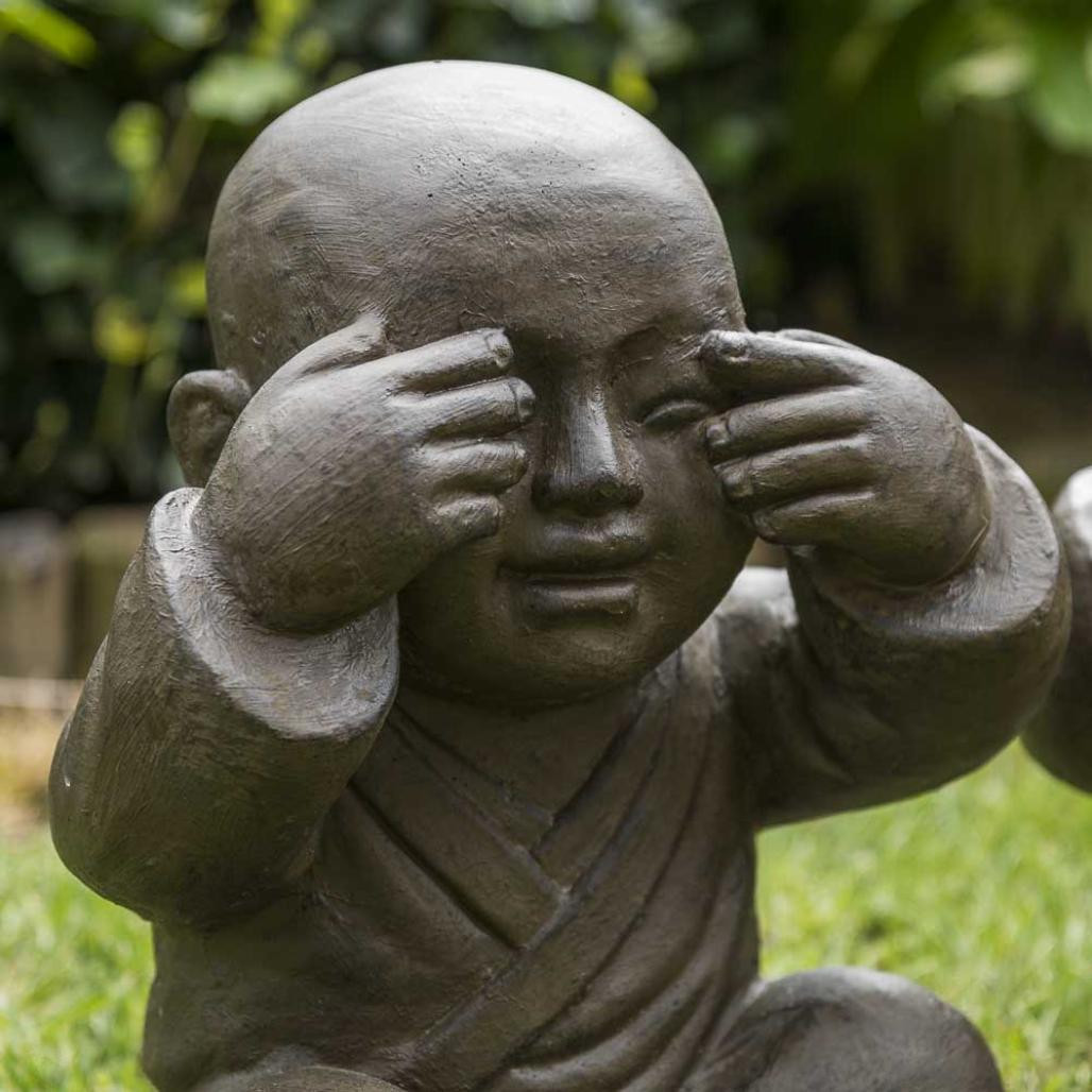 Estatuas monje de la sabidurà­a con pàtina marrón envejecido 40 cm