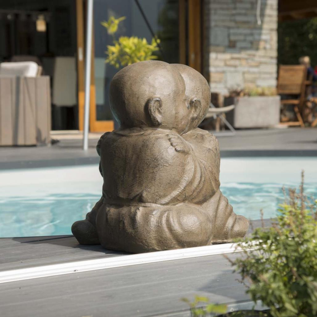 Estatua monjes shaolàn abrazados con pàtina marrón envejecido 50 cm Estatua monjes shaolàn abrazados con pàtina marrón envejecido 50 cm