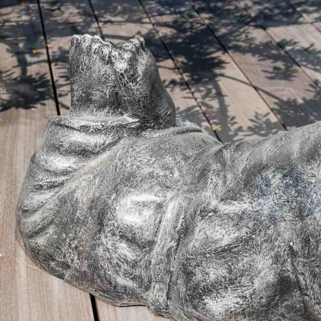 Estatua monje tumbado pàtina gris Estatua monje tumbado pàtina gris