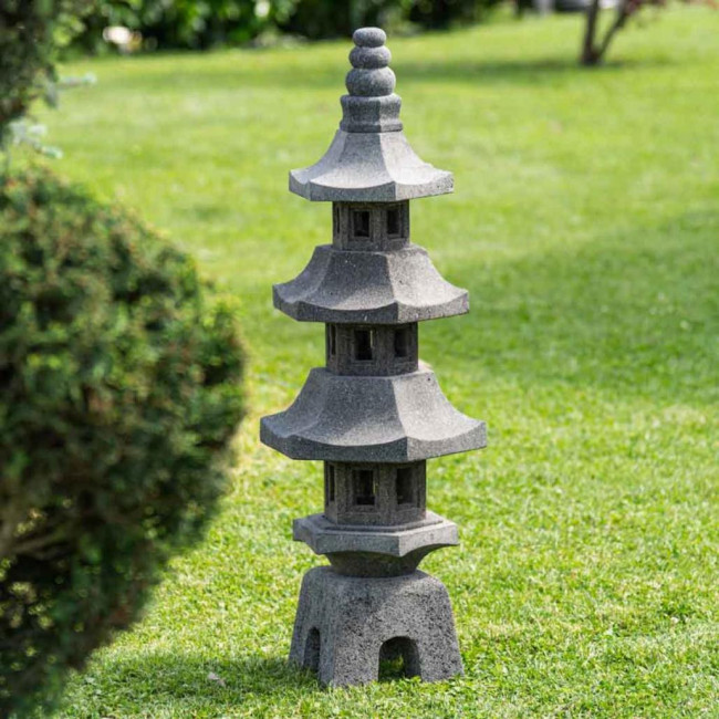 Linterna japonesa pagoda de piedra de lava jardàn zen 100 cm