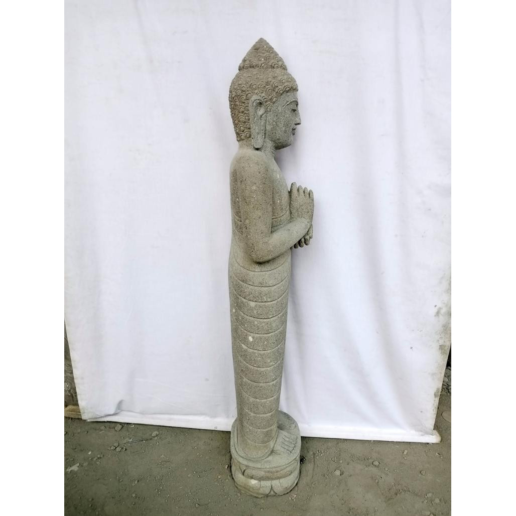 Escultura de jardàn de piedra volcànica buda de pie posición chakra 1m50 Escultura de jardàn de piedra volcànica buda de pie posición chakra 1m50
