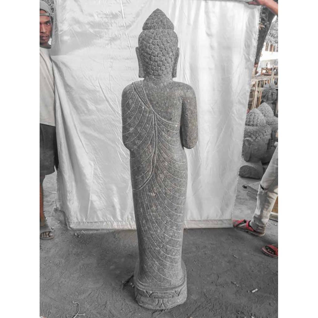 Escultura de jardàn de piedra volcànica buda de pie posición chakra 1m50 Escultura de jardàn de piedra volcànica buda de pie posición chakra 1m50