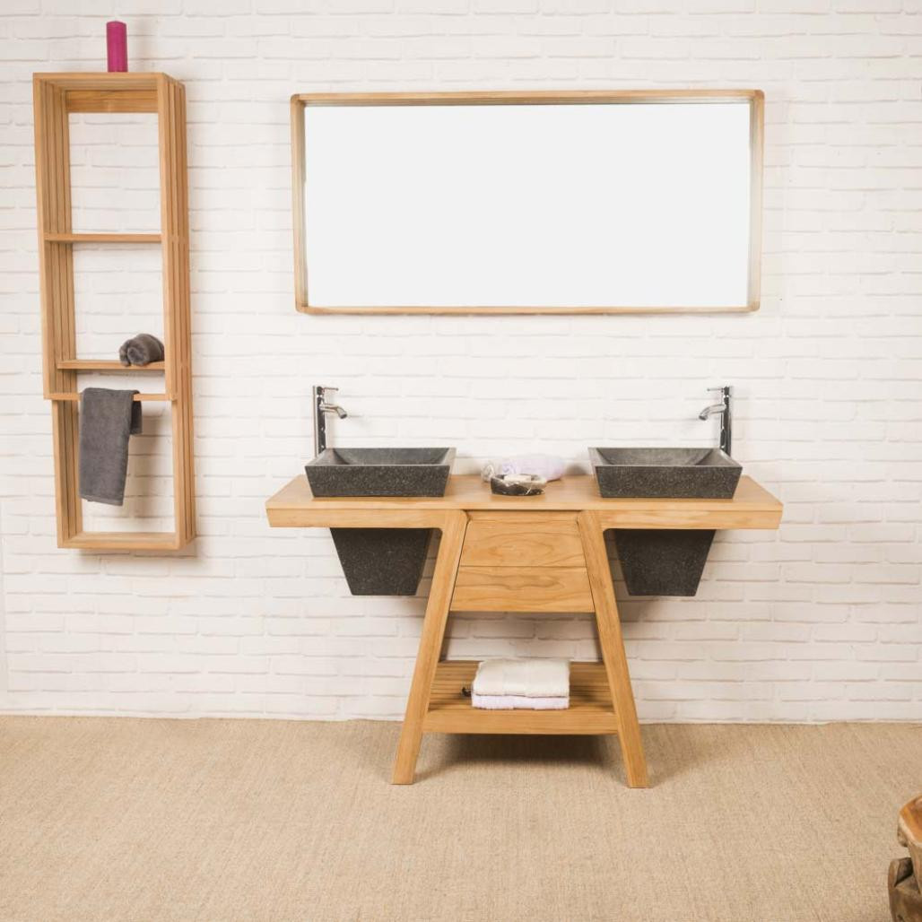 Espejo de cuarto de baño de teca Samba 140 x 65 cm Espejo de cuarto de baño de teca Samba 140 x 65 cm