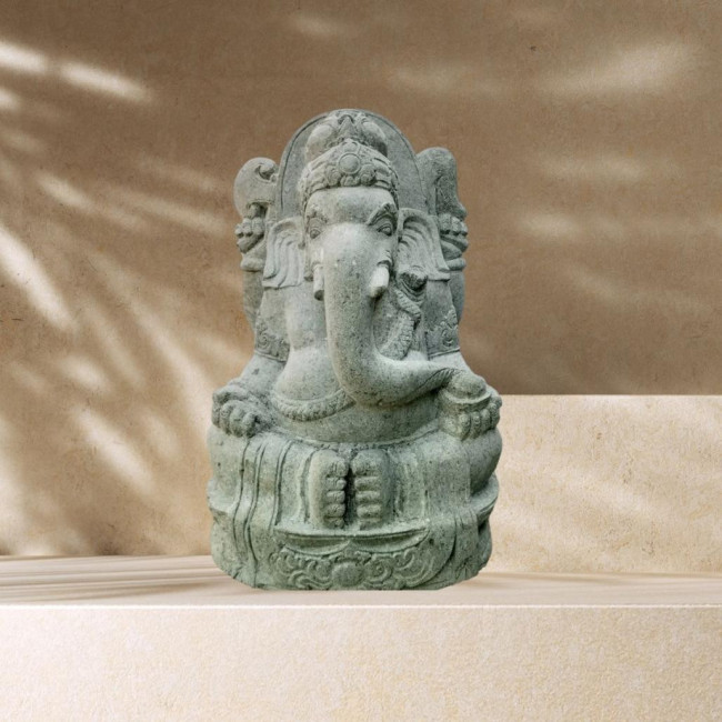 Estatua divinidad ganesh de piedra volcànica 80 cm