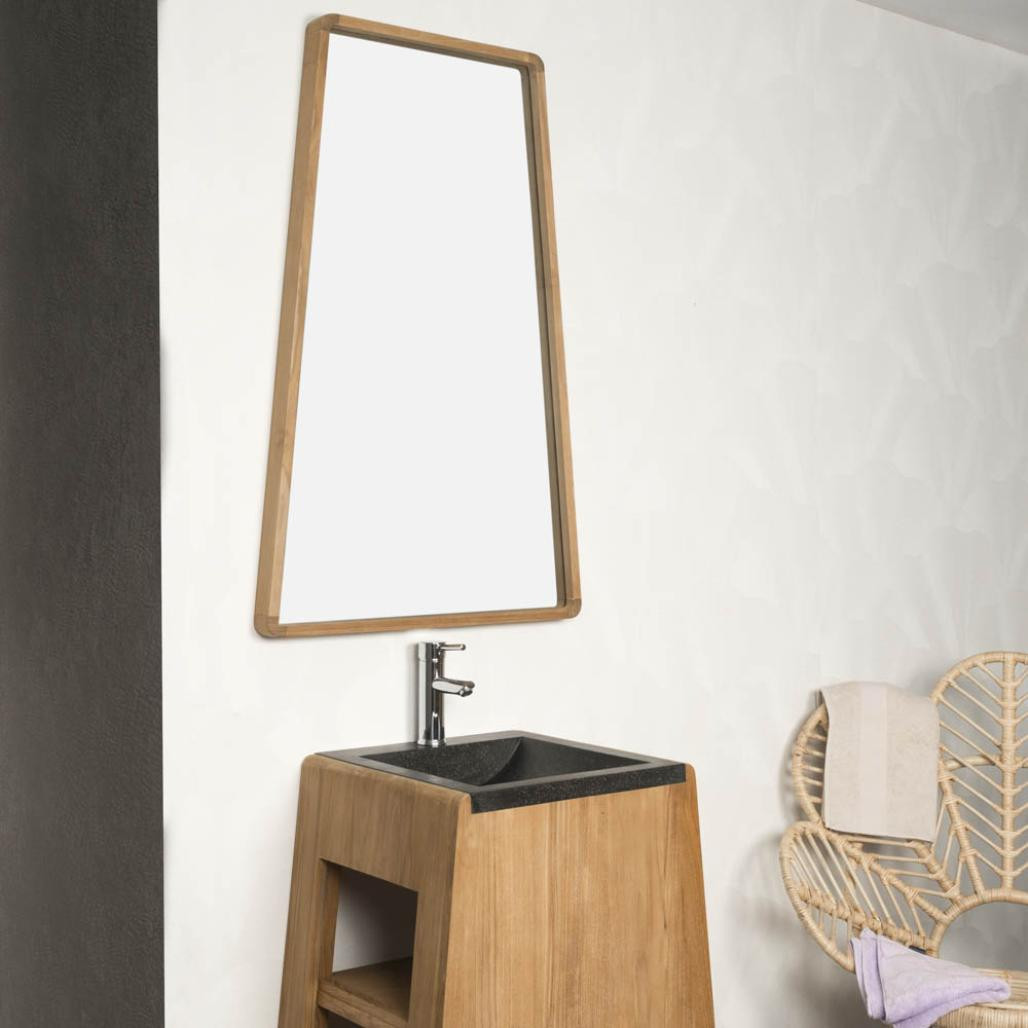Espejo de cuarto de baño de teca Tipi 110 x 69 cm Espejo de cuarto de baño de teca Tipi 110 x 69 cm