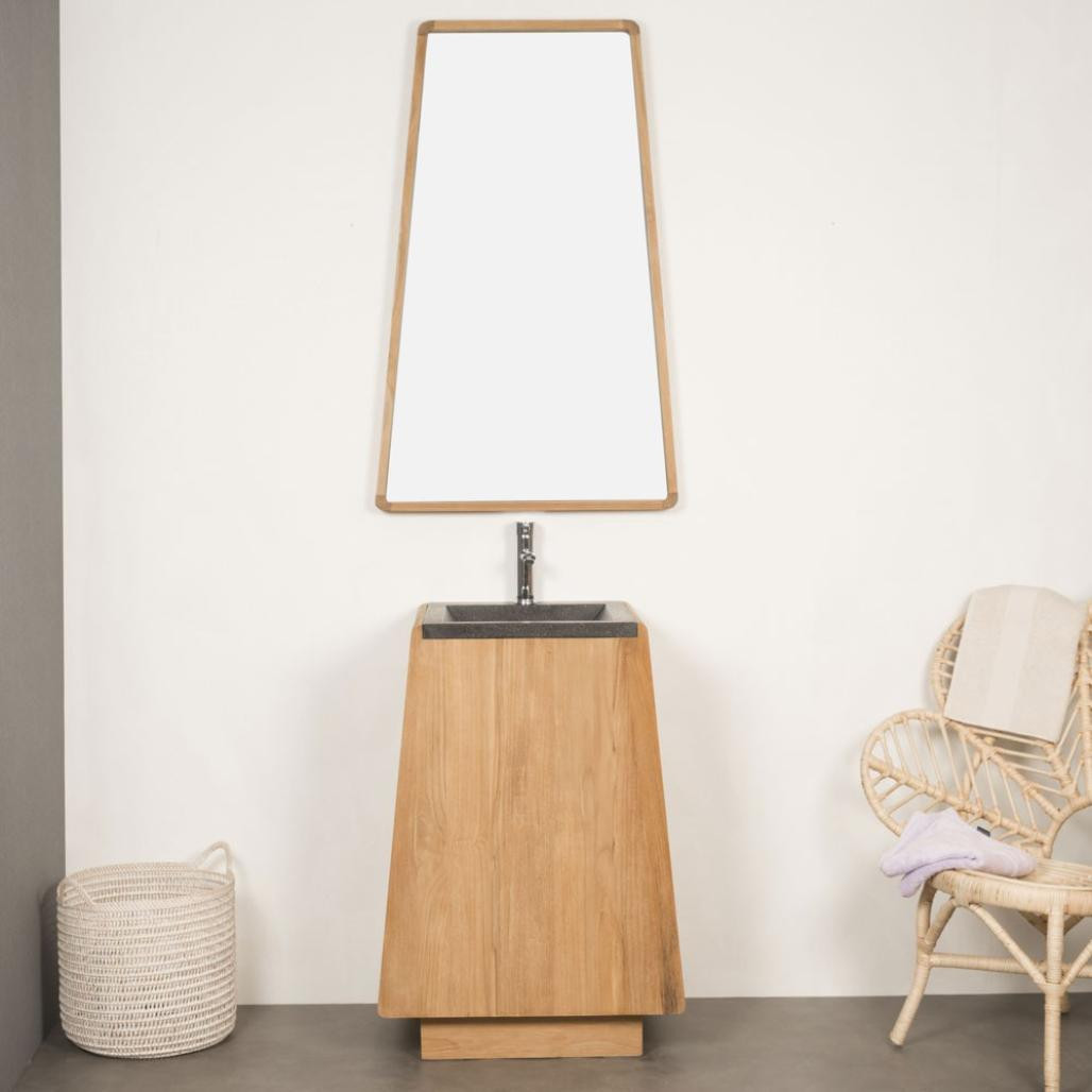 Espejo de cuarto de baño de teca Tipi 110 x 69 cm Espejo de cuarto de baño de teca Tipi 110 x 69 cm