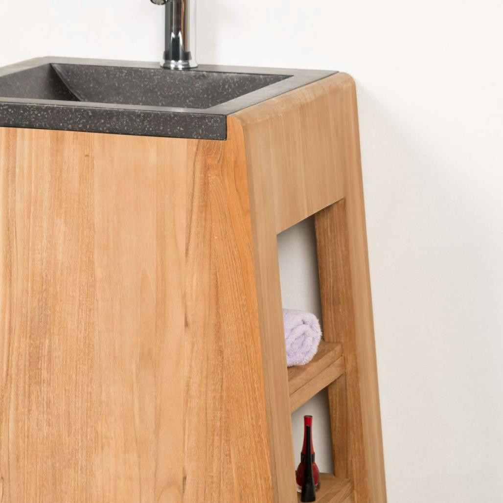 Mueble de cuarto de baño de teca con lavabo integrado Tipi 65cm Mueble de cuarto de baño de teca con lavabo integrado Tipi 65cm