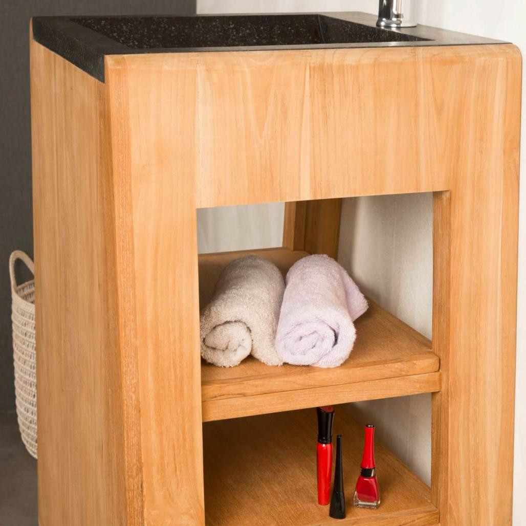 Mueble de cuarto de baño de teca con lavabo integrado Tipi 65cm Mueble de cuarto de baño de teca con lavabo integrado Tipi 65cm